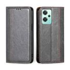 For OnePlus Nord CE 2 Lite 5G Grid Texture Magnetic Flip Leather Phone Case(Grey) - 1