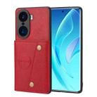 For Honor 60 Pro Double Buckle PU + TPU Shockproof Magnetic Phone Case(Red) - 1