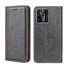 For ZTE Blabe V30 Grid Texture Magnetic Flip Leather Phone Case(Grey) - 1