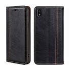 For ZTE Blade L210 Grid Texture Magnetic Flip Leather Phone Case(Black) - 1