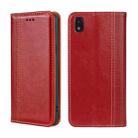 For ZTE Blade L210 Grid Texture Magnetic Flip Leather Phone Case(Red) - 1