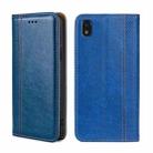 For ZTE Blade L210 Grid Texture Magnetic Flip Leather Phone Case(Blue) - 1