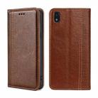 For ZTE Blade L210 Grid Texture Magnetic Flip Leather Phone Case(Brown) - 1