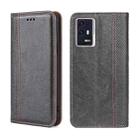 For ZTE Axon 30 Pro 5G Grid Texture Magnetic Flip Leather Phone Case(Grey) - 1