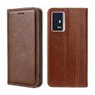 For ZTE Axon 30 Pro 5G Grid Texture Magnetic Flip Leather Phone Case(Brown) - 1