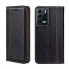 For ZTE Axon 30 Ultra 5G Grid Texture Magnetic Flip Leather Phone Case(Black) - 1