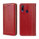 For ZTE Libero 5G Grid Texture Magnetic Flip Leather Phone Case(Red) - 1