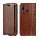 For ZTE Libero 5G Grid Texture Magnetic Flip Leather Phone Case(Brown) - 1