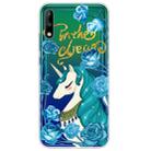 For Huawei Enjoy 10 Lucency Painted TPU Protective Case(Blue Flower Unicorn) - 1