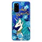 For Huawei Honor V30 Lucency Painted TPU Protective Case(Blue Flower Unicorn) - 1