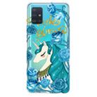 For Galaxy A51 Lucency Painted TPU Protective Case(Blue Flower Unicorn) - 1