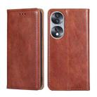 For Honor 70 Gloss Oil Solid Color Magnetic Leather Phone Case(Brown) - 1