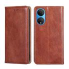 For Honor X7 4G Gloss Oil Solid Color Magnetic Leather Phone Case(Brown) - 1