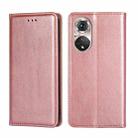 For Honor 50 Pro Gloss Oil Solid Color Magnetic Leather Phone Case(Rose Gold) - 1