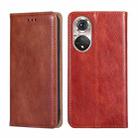 For Honor 50 Pro Gloss Oil Solid Color Magnetic Leather Phone Case(Brown) - 1