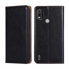 For Nokia C21 Plus Gloss Oil Solid Color Magnetic Leather Phone Case(Black) - 1