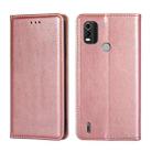 For Nokia C21 Plus Gloss Oil Solid Color Magnetic Leather Phone Case(Rose Gold) - 1