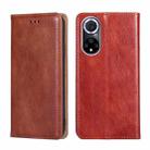 For Huawei nova 9 Gloss Oil Solid Color Magnetic Leather Phone Case(Brown) - 1