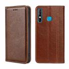 For Infinix Hot 8/Hot 8 Lite/Tecon Camon 12 Grid Texture Magnetic Flip Leather Phone Case(Brown) - 1