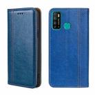 For Infinix Hot 9/Note 7 lite Grid Texture Magnetic Flip Leather Phone Case(Blue) - 1