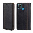 For Infinix Hot 10 Lite/Smart 5 Grid Texture Magnetic Flip Leather Phone Case(Black) - 1