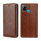 For Infinix Hot 10 Lite/Smart 5 Grid Texture Magnetic Flip Leather Phone Case(Brown) - 1
