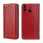 For Infinix Smart 4 Grid Texture Magnetic Flip Leather Phone Case(Red) - 1