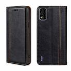 For Itel A48 Grid Texture Magnetic Flip Leather Phone Case(Black) - 1