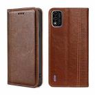 For Itel A48 Grid Texture Magnetic Flip Leather Phone Case(Brown) - 1