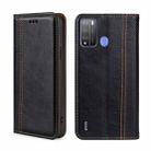 For Itel Vision 1 Pro Grid Texture Magnetic Flip Leather Phone Case(Black) - 1