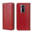 For Tecno Phantom X Grid Texture Magnetic Flip Leather Phone Case(Red) - 1