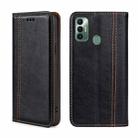 For Tecno Spark 7 Grid Texture Magnetic Flip Leather Phone Case(Black) - 1