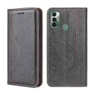 For Tecno Spark 7 Grid Texture Magnetic Flip Leather Phone Case(Grey) - 1