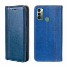 For Tecno Spark 7 Grid Texture Magnetic Flip Leather Phone Case(Blue) - 1