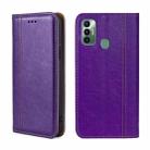 For Tecno Spark 7 Grid Texture Magnetic Flip Leather Phone Case(Purple) - 1