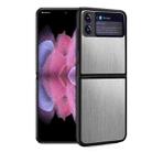 For Samsung Galaxy Z Flip3 5G Carbon Fiber Texture Stainless Steel Protective Phone Case(Silver) - 1