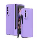 For Samsung Galaxy Z Fold3 5G Macaron Hinge Phone Case with Stylus Pen Fold Edition & Protective Film(Purple) - 1