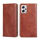 For Xiaomi Redmi Note 11T Pro / Pro Plus 5G Gloss Oil Solid Color Magnetic Leather Phone Case(Brown) - 1