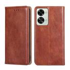 For OnePlus Nord 2T Gloss Oil Solid Color Magnetic Leather Phone Case(Brown) - 1