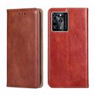 For ZTE Blade V30 Gloss Oil Solid Color Magnetic Leather Phone Case(Brown) - 1