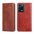 For ZTE Axon 30 Ultra 5G Gloss Oil Solid Color Magnetic Leather Phone Case(Brown) - 1