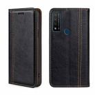 For TCL 20 R 5G/Bremen/20 AX 5G Grid Texture Magnetic Flip Leather Phone Case(Black) - 1