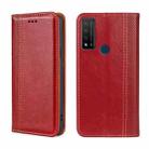 For TCL 20 R 5G/Bremen/20 AX 5G Grid Texture Magnetic Flip Leather Phone Case(Red) - 1