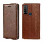 For TCL 20 R 5G/Bremen/20 AX 5G Grid Texture Magnetic Flip Leather Phone Case(Brown) - 1