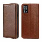 For DOOGEE N40 Pro Grid Texture Magnetic Flip Leather Phone Case(Brown) - 1