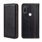 For Fujitsu Arrows WE F-51B Grid Texture Magnetic Flip Leather Phone Case(Black) - 1