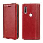 For Fujitsu Arrows WE F-51B Grid Texture Magnetic Flip Leather Phone Case(Red) - 1