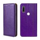 For Fujitsu Arrows WE F-51B Grid Texture Magnetic Flip Leather Phone Case(Purple) - 1