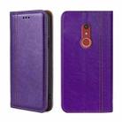 For Fujitsu Arrow Be4 Plus F-41B Grid Texture Magnetic Flip Leather Phone Case(Purple) - 1