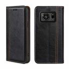 For Sharp Aquos R6 Grid Texture Magnetic Flip Leather Phone Case(Black) - 1